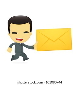 funny cartoon asian businessman in various poses for use in advertising, presentations, brochures, blogs, documents and forms, etc.
