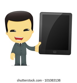 funny cartoon asian businessman in various poses for use in advertising, presentations, brochures, blogs, documents and forms, etc.