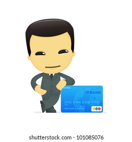 funny cartoon asian businessman in various poses for use in advertising, presentations, brochures, blogs, documents and forms, etc.