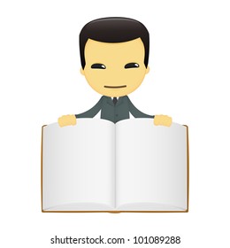 funny cartoon asian businessman in various poses for use in advertising, presentations, brochures, blogs, documents and forms, etc.