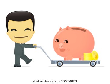 funny cartoon asian businessman in various poses for use in advertising, presentations, brochures, blogs, documents and forms, etc.