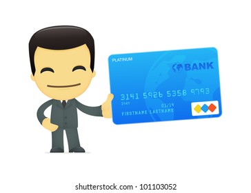 funny cartoon asian businessman in various poses for use in advertising, presentations, brochures, blogs, documents and forms, etc.