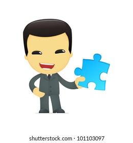 funny cartoon asian businessman in various poses for use in advertising, presentations, brochures, blogs, documents and forms, etc.