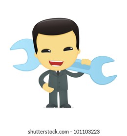 funny cartoon asian businessman in various poses for use in advertising, presentations, brochures, blogs, documents and forms, etc.