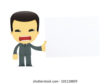 funny cartoon asian businessman in various poses for use in advertising, presentations, brochures, blogs, documents and forms, etc.