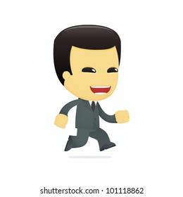 funny cartoon asian businessman in various poses for use in advertising, presentations, brochures, blogs, documents and forms, etc.