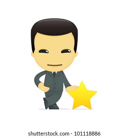 funny cartoon asian businessman in various poses for use in advertising, presentations, brochures, blogs, documents and forms, etc.