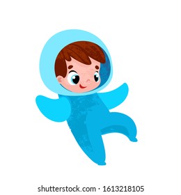 Funny cartoon astronaut. Vector illustration for t-shirt prints, greeting cards, parties, posters, stickers or decor