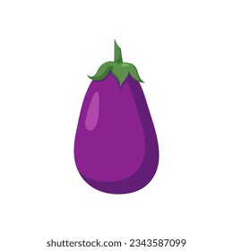 Funny cartoon aubergine. Cute vegetable. Vector food illustration isolated on white background.