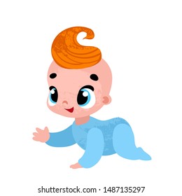 Funny cartoon baby in children's style. Vector illustration in children's style, for children's books, posters, stickers 