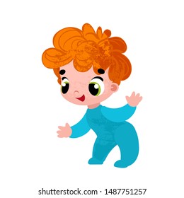 Funny cartoon baby in children's style. Vector illustration in children's style, for children's books, posters, stickers 
