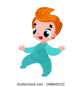 Funny cartoon baby in children's style. Vector illustration in children's style, for children's books, posters, stickers 