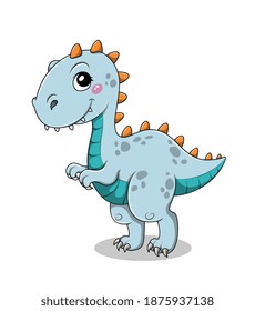 Funny cartoon baby Tyrannosaurus dinosaur. Vector illustration isolated on white background