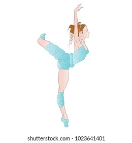 Funny cartoon ballerina. Vector illustration. Isolated icon on white background.