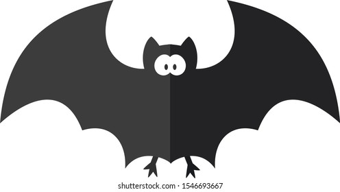 Funny cartoon bat. Flat illustration