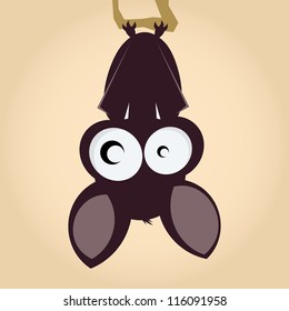 Funny Cartoon Bat Is Hanging Around