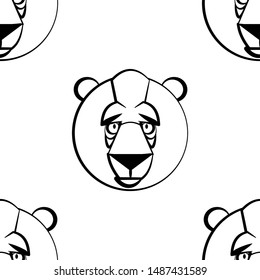 Funny cartoon bear character. Seamless pattern. Design template for wallpapers, wrapping, textile. Black-white animal head. Vector Illustration