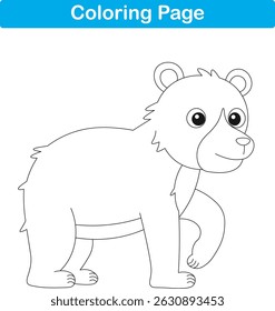Funny cartoon bear. Coloring pages. Vector illustration