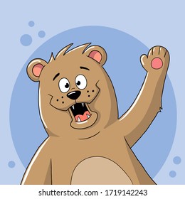 Funny cartoon bear, Hand drawn vector illustration with separate layers.