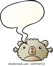 oso de caricatura divertido con burbuja de habla en un estilo de gradiente suave