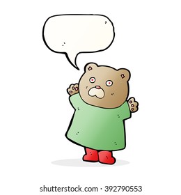 oso gracioso de caricatura con burbuja de habla