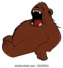 funny cartoon bear is tired