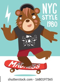 Oso de caricatura divertida, ilustración animal vectorial