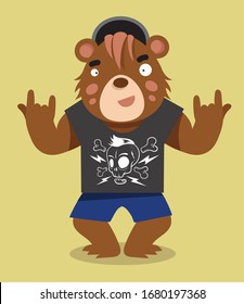 Funny Cartoon Bear, Vector animal illustration