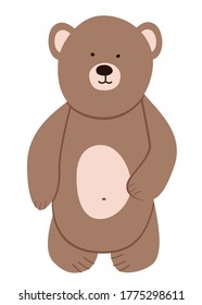 Funny cartoon bear. Vector illustration of a brown bear.