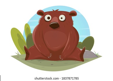 funny cartoon bear vector illustration