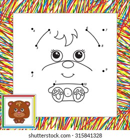 Funny cartoon bear. Vector illustration for children. Dot to dot game