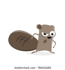 funny cartoon beaver is angry