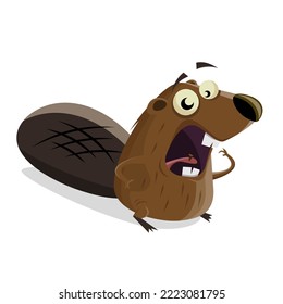 funny cartoon beaver has a thorn in his tongue