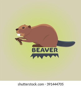 Funny cartoon beaver illustration, 