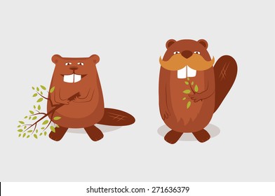 Funny cartoon beavers