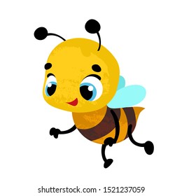 Funny cartoon bee in children's style. Vector illustration in children's style, for children's books, posters, stickers 