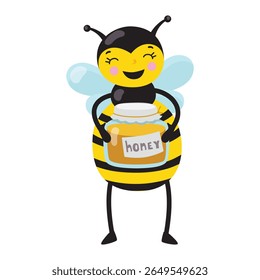 funny cartoon bee different actions set vector design 