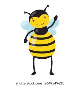 funny cartoon bee different actions set vector design 