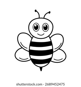 Divertido icono de abeja de dibujos animados. Ilustración vectorial aislada en blanco.