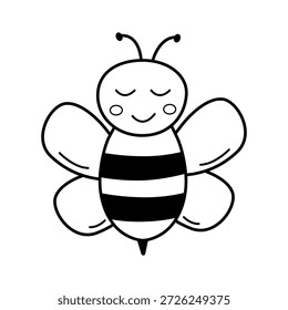 Engraçado ícone de abelha de desenho animado. Ilustração vetorial isolada em branco.