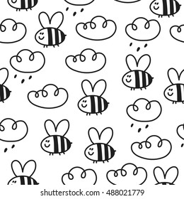 Funny cartoon bee print