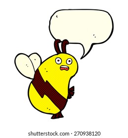 funny cartoon bee with speech bubble