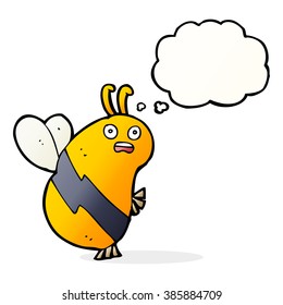 funny cartoon bee with thought bubble
