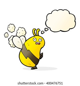 funny cartoon bee with thought bubble