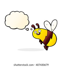 funny cartoon bee with thought bubble