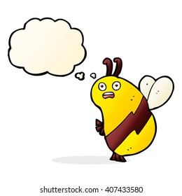 funny cartoon bee with thought bubble