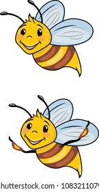 Funny cartoon bee. Vector