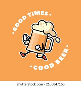 FUNNY CARTOON BEER CHARACTER. PREMIUM VECTOR