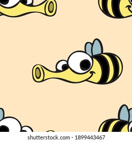 Funny Cartoon Bienen Vektor handgezeichnet nahtlose Muster Textur