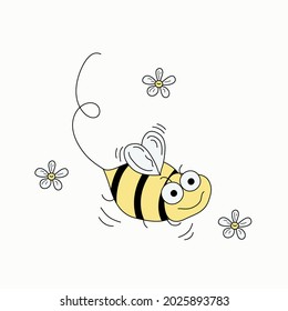 Funny Cartoon Biene.Vektorgrafik im Doodle-Stil. Einziger Hintergrund.